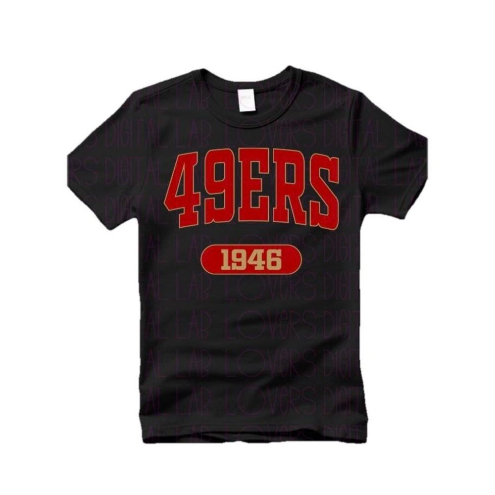 49ers T Shirt Retro Style Black Adult Unisex‎ 2XL